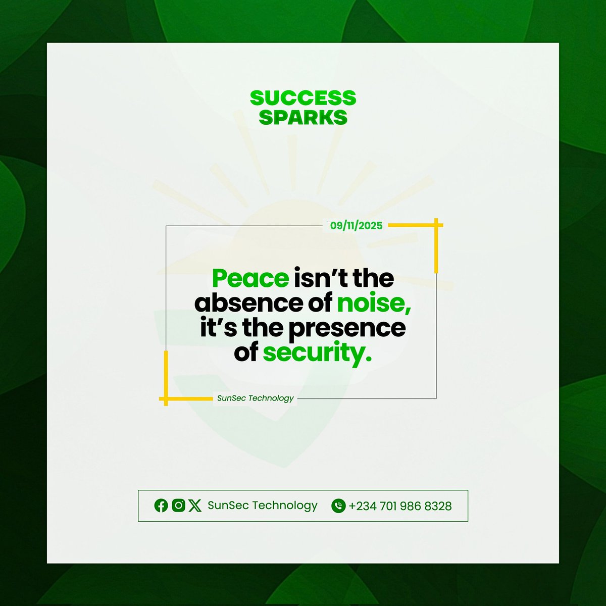 SunSecTech's tweet image. Peace isn’t the absence of noise — it’s the presence of security. 💡
Stay aware, stay protected, stay at peace.

📲 bit.ly/SunSecTechnolo…

#sunsectechnology 
#SmartSecurity 
#CCTV 
#PeaceOfMind 
#Nigeria