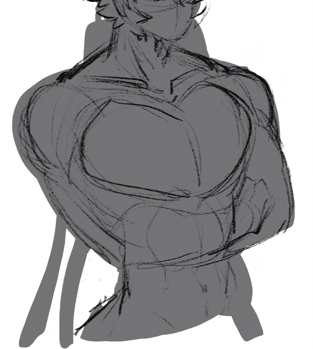 FreeGe_Maple's tweet image. 別ジャンル推しのラフですが大胸筋に愛❤️があるのでハートでラフを取っています
筋肉大好き