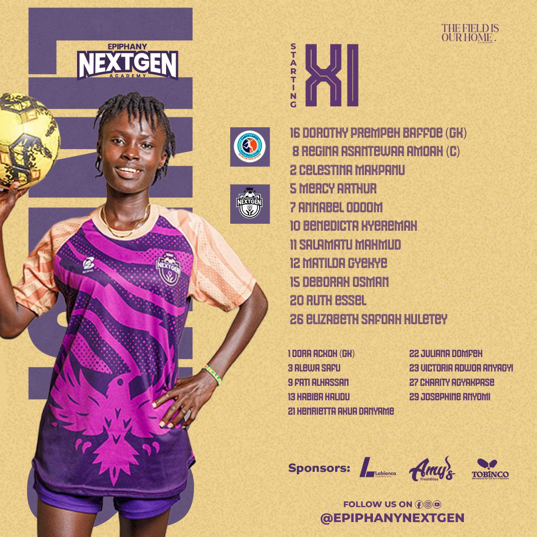 EpiNextGenA's tweet image. Meet today’s Starting XI! 💪⚽️

Our girls are geared up for action — every tackle, every pass, every goal.

Let’s make it count!
#NextGen #Ravens #unkind #DivisionOneLeague