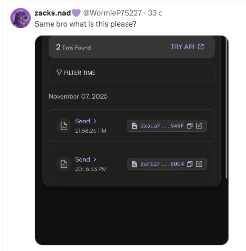 FreeSmileArt's tweet image. [🚨First hack on the Monad network ?🚨]

Testnet Monad users are reporting strange transactions on their wallets on November 8, even though they didn’t interact with them.

Hopefully, the team will clarify soon what might be causing this.

Tell us what happened ? @intern…