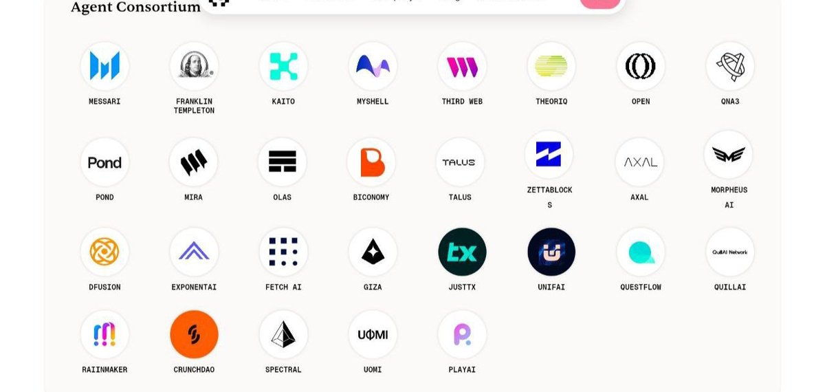onemax00's tweet image. 1/ Agent Consortium

these are the teams building the actual agents AI systems and apps that use sentient’s models and data in the real world

they’re basically the &quot;frontline&quot; of the ecosystem where users interact with AI

full list here↓

– @MessariCrypto

– @FTI_Global 

–…