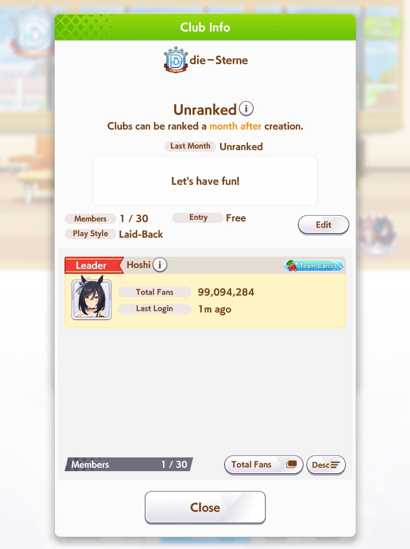 Come and join 🥹

Not really have any rules, just maybe don't go without login for a week...

Umamusume Global btw
