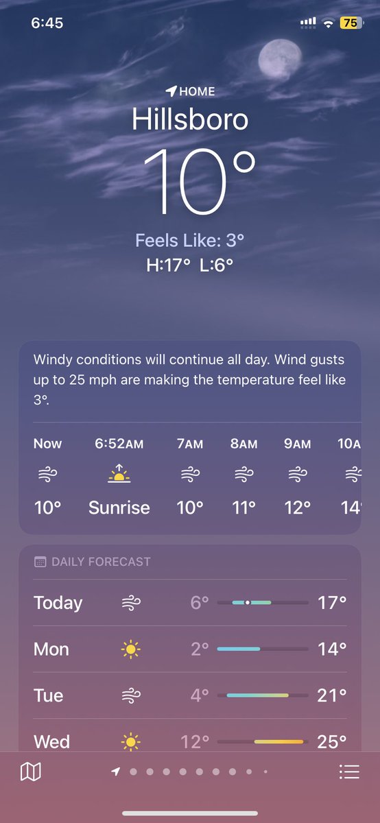 بدأ بردنا ، الان الساعه 6.45 صباحاً و درجه الحرارة 10.