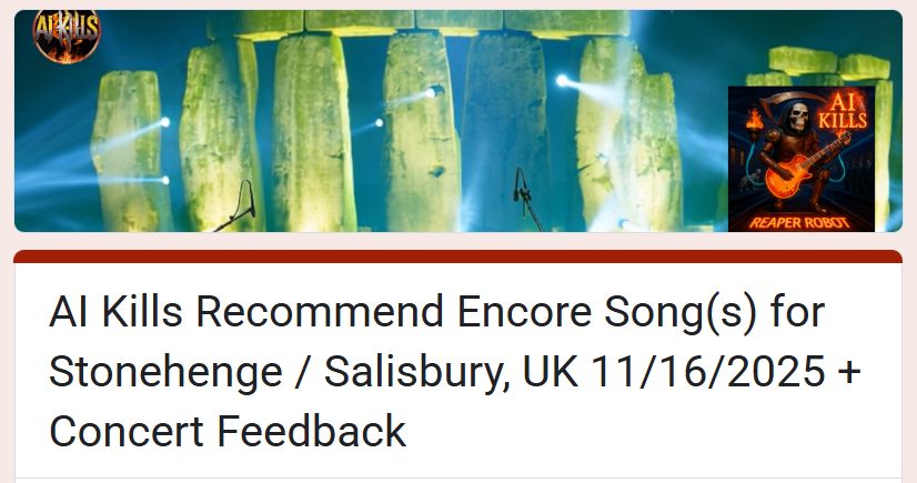 Stonehenge is a week away. Here's a more detailed update at our official YouTube: youtube.com/post/UgkxTr7tg… - includes information on the new opening band .. simply known as "???" at this point. Yes, a surprise! You can RSVP for Stonehenge tour stop #4 at BandsInTown: