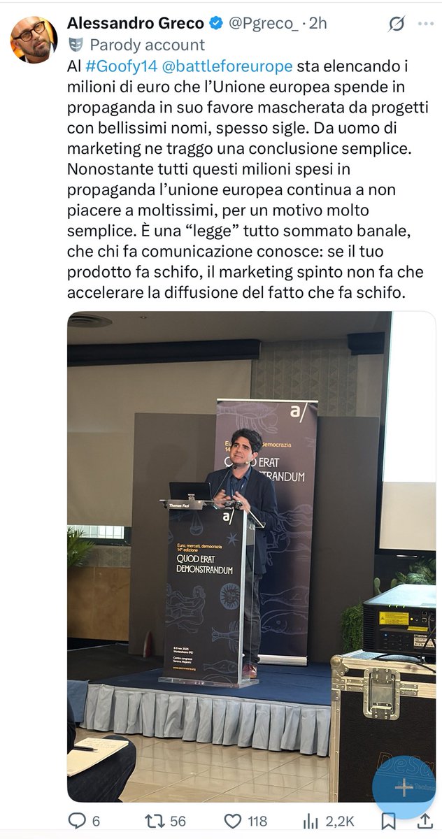 RobertoFedi's tweet photo. @Pgreco_ @battleforeurope In realtà:
• propaganda/pubblicità non sono sinonimi di marketing – ne costituiscono solo una parte fra tante (anche se spesso la più costosa);
• molta propaganda non indica una scarsa qualità di "prodotto" – semmai, se ripetuta negli anni (o secoli), della sua efficacia. https://t.co/DlgzLCJyhl