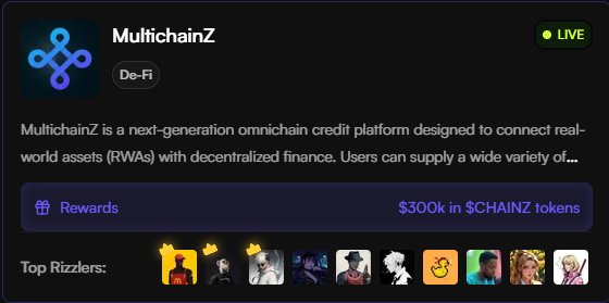 STAUROS11's tweet photo. Not your average DeFi drop.
@MultichainZ_ just went live with $300K in $CHAINZ rewards + a new leaderboard.
RWA meets omnichain credit — borrow, earn, and climb.
Game on till Jan 21.
Join here: https://t.co/5GxOBI80Kg
#CHAINZ #DeFi #Rwanda https://t.co/jY0YUTCTqi