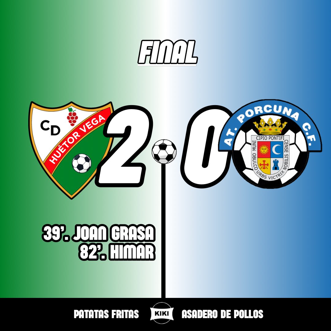 ¡𝑭𝑰𝑵𝑨𝑳 𝑫𝑬𝑳 𝑷𝑨𝑹𝑻𝑰𝑫𝑶!

<a href="/CD_HuetorVega/">CD Huétor Vega</a> 2-0 <a href="/atporcuna/">Atlético Porcuna C.F.</a> 

𝗩𝗶𝗰𝘁𝗼𝗿𝗶𝗮 𝗱𝗲 𝗼𝗿𝗼 🟡

#HuétorVegaPorcuna
