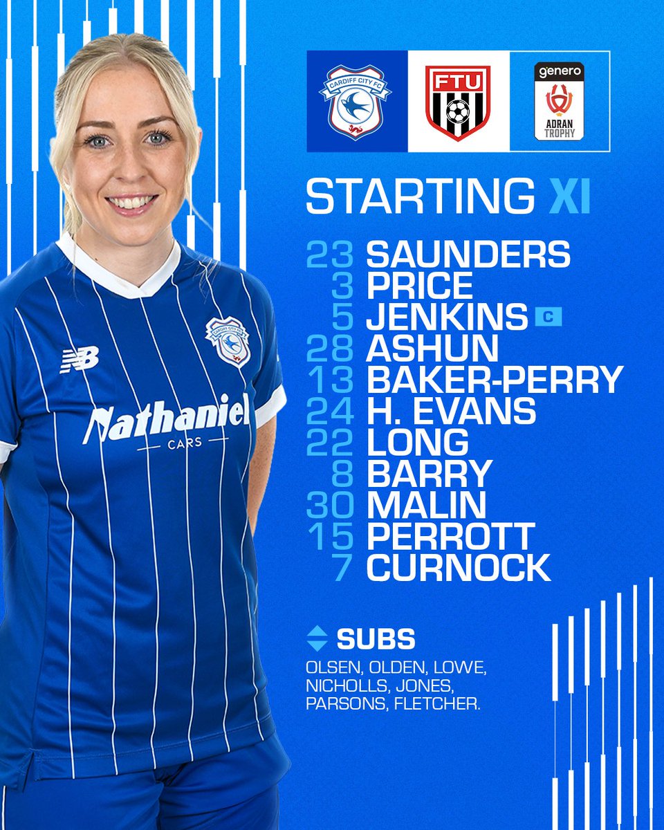 🔢

Here is how the #Bluebirds line-up for this afternoon's fixture against <a href="/FlintTownFC/">Flint Town United FC ⚫️⚪️</a> Women! 💙

1️⃣ hour until kick-off!

#CityAsOne