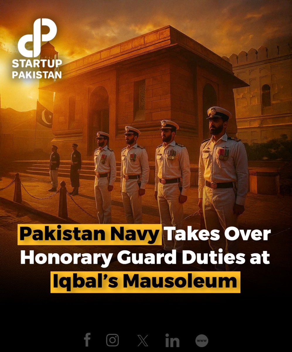 PakStartup's tweet photo. A changing of guard ceremony took place at Allama Iqbal’s Mausoleum in Lahore on Sunday, where a contingent of the Pakistan Navy assumed honorary guard duties
Image is AI generated and just for reference
#IqbalDay #AllamaIqbal #PakistanNavy #ChangingOfGuard #Lahore https://t.co/7npn5xh65N