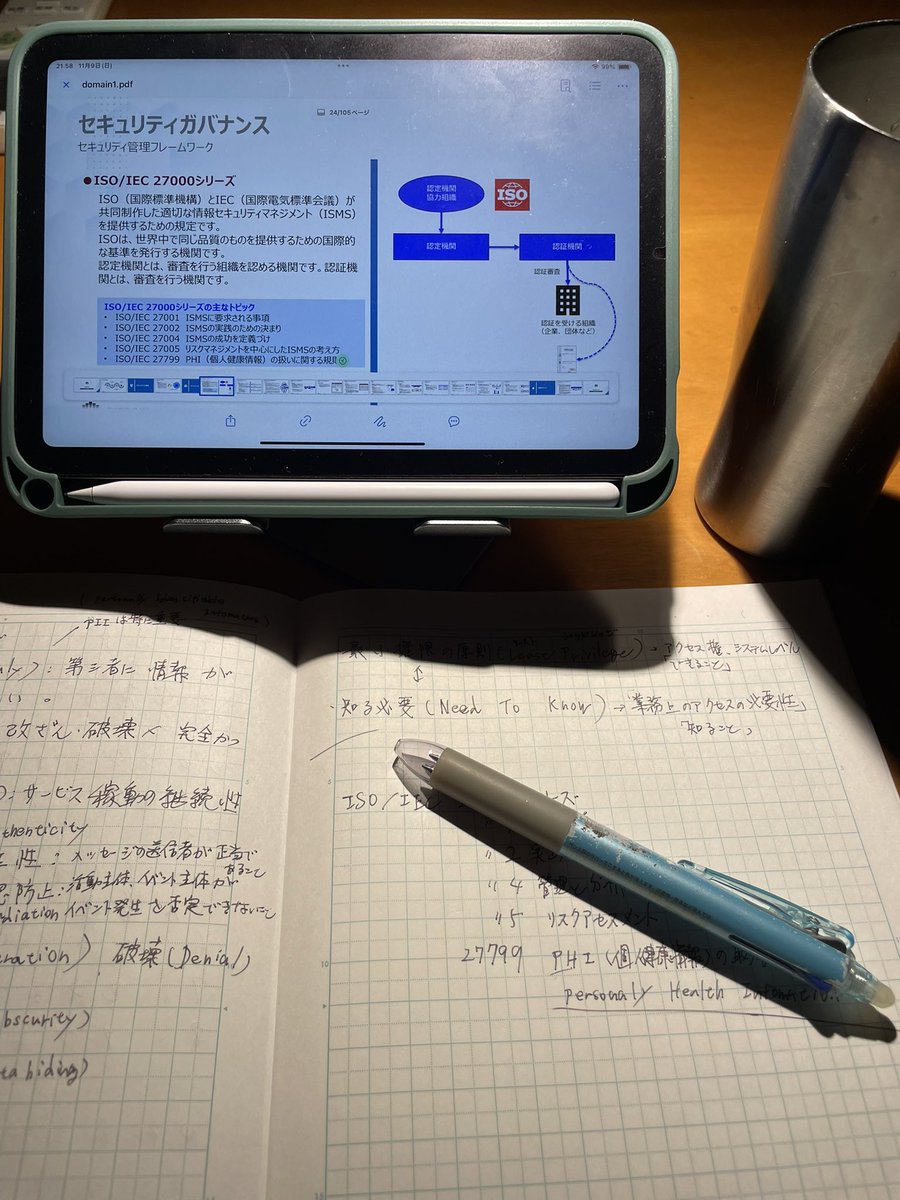 shoki_gaku's tweet image. Udemyの講座をドメイン8まで視聴完了し復習モードに突入。日本語公式問題集も来週から空き時間でガンガン解いていきます💪
心残りのないように、今年も最後まで全力で駆け抜けます。

＃CISSP