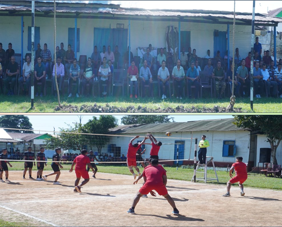 109Crpf's tweet image. &quot;United we serve,united  we play,&quot;
Team spirit soared high during the thrilling Inter-Coy Volleyball Match organized at 109 Bn #CRPFIndia. A great display of physical prowess and camaraderie to motivate personnel towards peak fitness.
#UnityInService #FitnessMotivation.