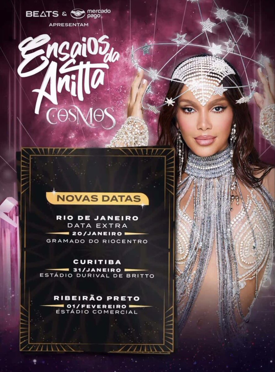 RedeAnittaBRs's tweet image. 🚨 CONFIRMADO! Os Ensaios da Anitta 2026 recebeu novas datas extras no Rio de Janeiro (20/01), Curitiba (31/01) e Ribeirão Preto (01/02).