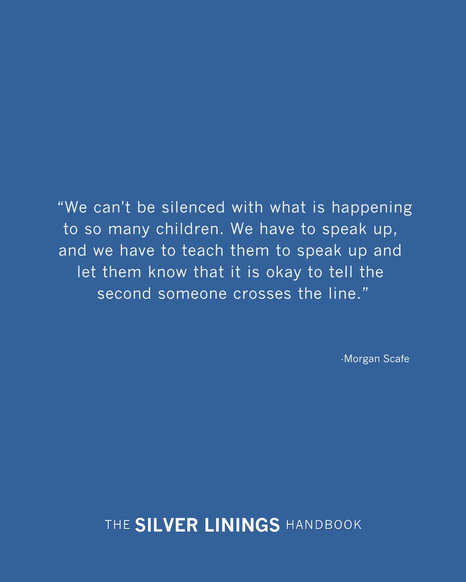 SilverLiningsHB's tweet photo. ✋ We cannot turn away from our own abuse, the abuse of others, or the abuse of children if we want a just society, author Morgan Scafe shares her journey from silence to strength in the latest Silver Linings Handbook episode.
🎧 Listen → https://t.co/YVy6vQqMVT
💙 #SpeakOut https://t.co/cJFexMOXHs