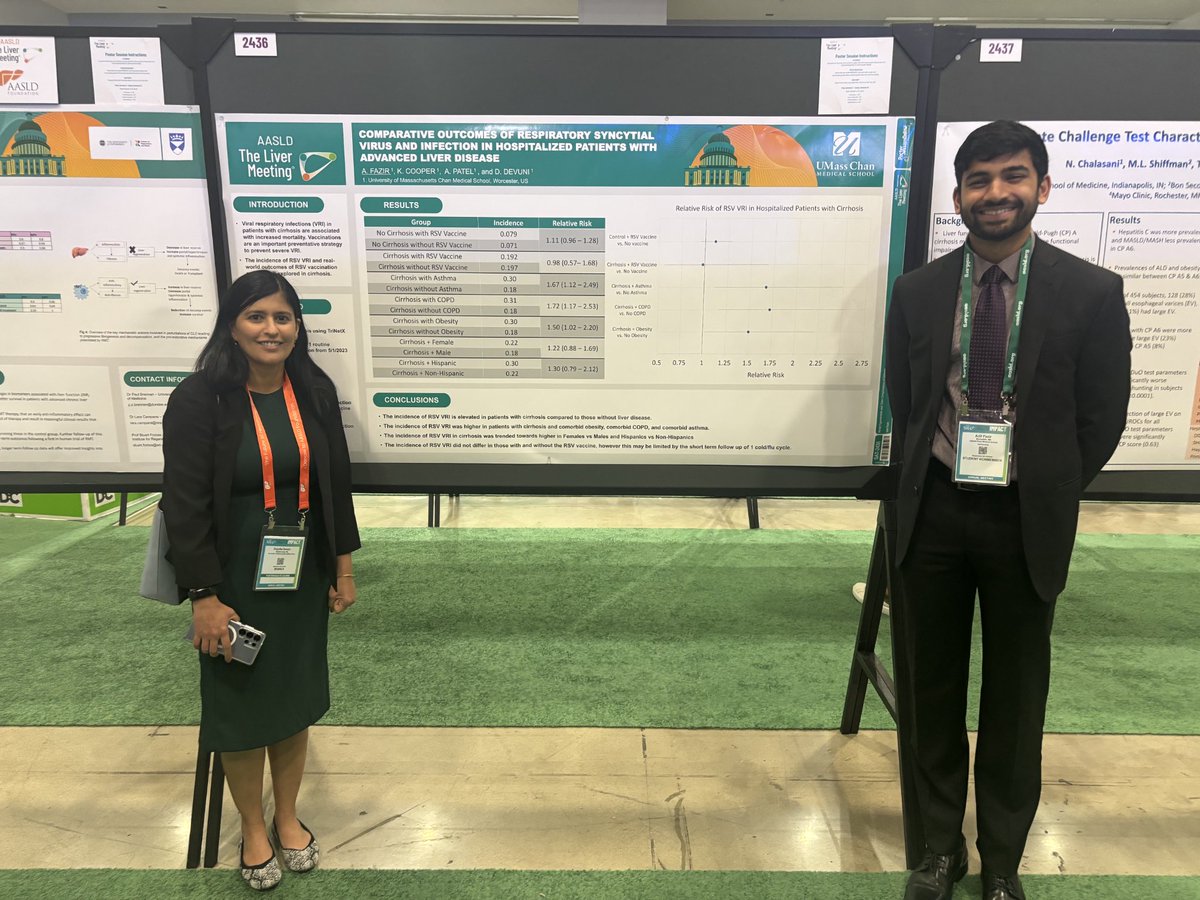 DeepikaDevuniMD's tweet image. First author poster for this brilliant MS3 Adil Fazir on RSV 🦠 outcomes in hospitalized patients with CLD 🏨 @UMassChan at #TLM25