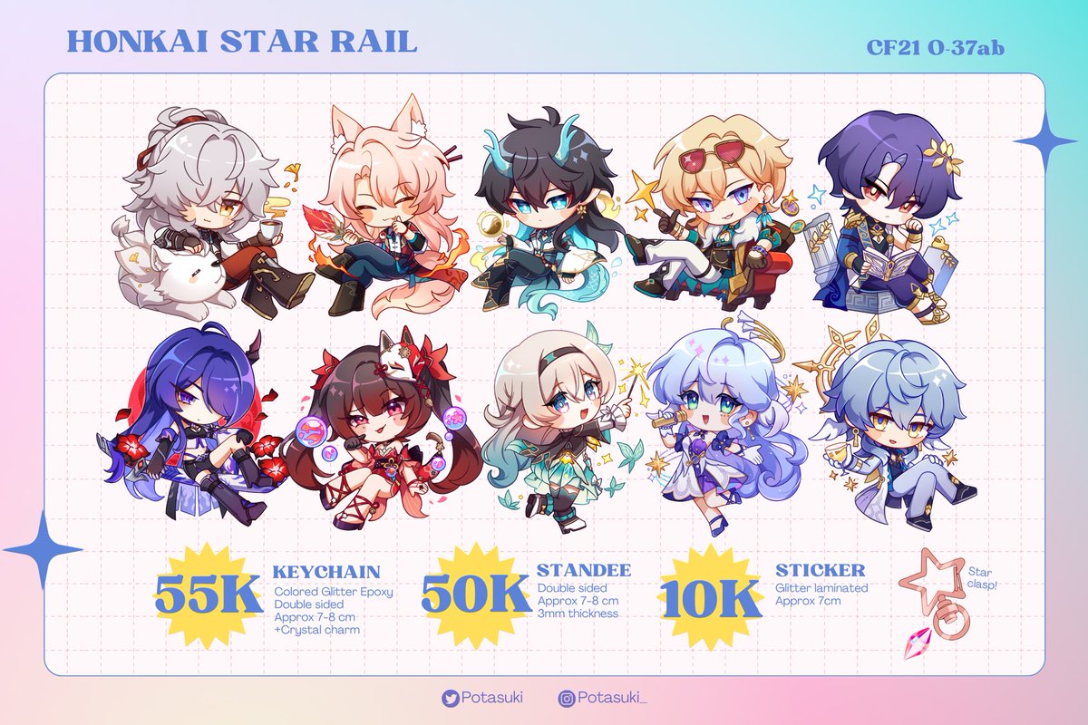 potasuki's tweet photo. [RTs are very appreciated]
💫Potasuki CF21 Catalogue💫

📍O-37ab Cuntrix
📅 15-16 November (Both Days)
✨ Honkai Star Rail, Genshin Impact, OC (Art trade)

#comifuro21catalogue #comifuro21 #CF21 https://t.co/j1W2HJpbJI