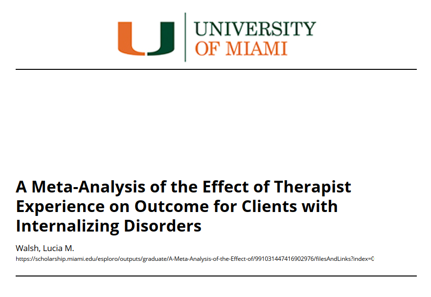 31 farklı çalışmanın sonucu:
Bir psikoterapistin tecrübeli olmasının, terapi sonuçlarına neredeyse hiçbir etkisi yok (Hedge's g = .08).