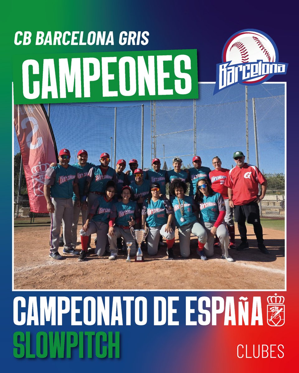 El CB Barcelona Gris se han colgado hoy el oro en el Campeonato de España de Slowpitch tras batir al Hércules por 11 a 3 en la gran final disputada hoy 🥎🏆

El CB Barcelona Vermell se ha quedado con el bronce tras imponerse a Amaya 🥉

¡Enhorabuena a todos los participantes! 👏🏼
