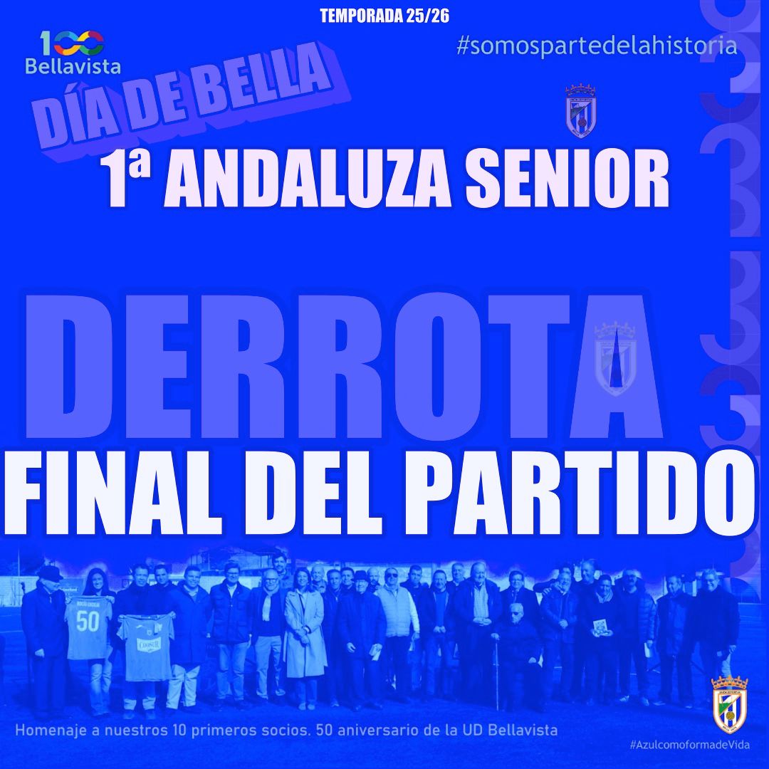 🔔🚨 𝗙𝗜𝗡𝗔𝗟 𝗗𝗘𝗟 𝗣𝗔𝗥𝗧𝗜𝗗𝗢 🚨🔔

Derrota de la U.D. Bellavista 3-0 frente al C.D. Alcalá 

#SomosPartedelaHistoria
#Azulcomoformadevida