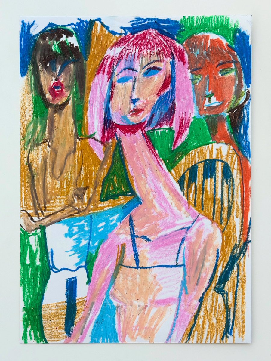 勢いで描いた絵。
もう2度と描けない感じ。
描けなくても
人生はつづく。

女達
A4size
Crayon on paper 
#masahideyoshimi #drawing #painting #art
