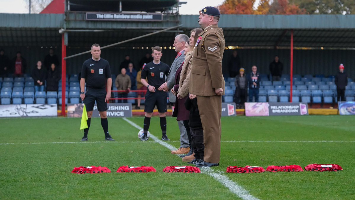 AlfretonTownFC's tweet photo. Before kick-off yesterday, players, staff and supporters joined together to observe a moving minute’s silence and the playing of the Last Post, honouring those who sacrificed their lives in service.
 We will remember them.

#ATFC | #Ofton https://t.co/lNhSiwuutZ