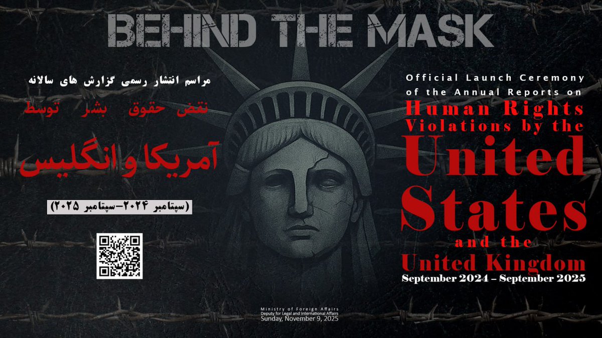 IRIMFA_EN's tweet image. Annual Reports on #HumanRights Violations
by the United States and the United Kingdom
(September 2024 – September 2025):
Persian/ English/ French

📃#UnitedStates:
mfa.gov.ir/files/mfa/Z.s/…

📃#Unitedkingdom:
mfa.gov.ir/files/mfa/Z.s/…