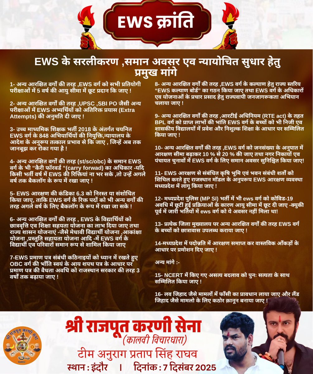 shilpabhatia164's tweet image. 7 December 2025
EWS KRANTI INDORE
#JUSTICE_FOR_EWS