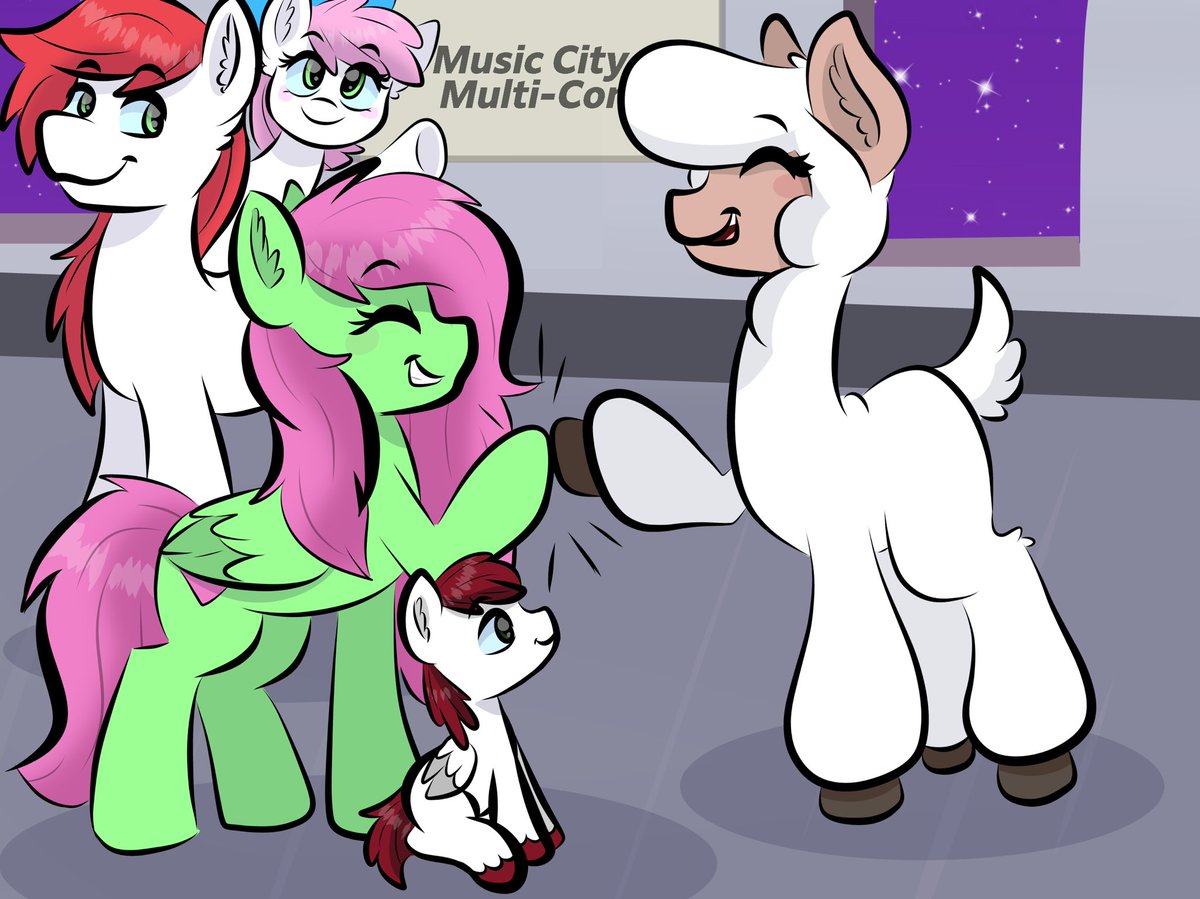 We met the coolest alpacas last night at <a href="/MusicCityMulti/">Music City Multi Con</a> He’s super nice and vended at Marefair! Ya’ll check him out! He’s got a cute Derpy comic! <a href="/OxfordinaryArt/">Oxfordinary🦙</a> I really want to vend at a pony convention this year guys! His booth was awesome!