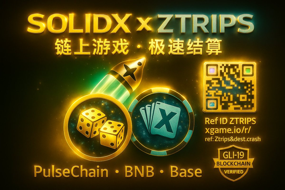 ZephyrTrips's tweet image. 🔥 SOLIDX × ZTRIPS 🔥
Chain-native gaming — real rewards, instant payouts.
🎰 Dare to test your nerve in CRASH, the first GLI-19 verified blockchain casino. 
💎 Play on PulseChain • BNB • Base. Fast. Secure. Transparent.
#PulseChain #BNB #Base #BlockchainCasino