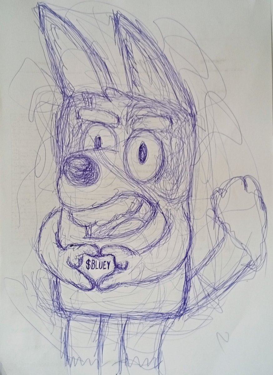 A blue pen scribble art of Bluey
<a href="/ade_arts/">A D É T A Y O✏️</a>
@A_A_H_M_2
<a href="/Uncle_M8991/">Chiemerie Emmanuel</a>

My entry for the art contest <a href="/bluey_on_base/">BlueyonBase</a>
$bluey