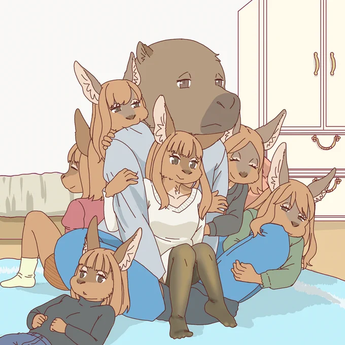 マーラに囲まれて動けないカピバラ
