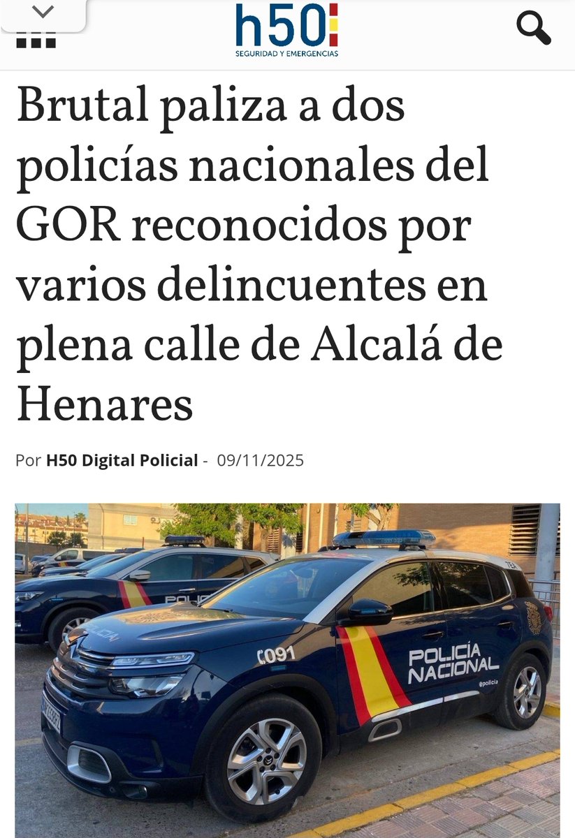 Brutal #Paliza a 2 #policíasnacionales por varios delincuentes en #AlcaláDeHenares
El #PrincipioDeAutoridad está totalmente roto gracias al poco apoyo que reciben las FFCCSE por parte del Gobierno
Se debe proteger jurídicamente a la #PolicíaNacional
Ponemos el #GabineteJuridico a