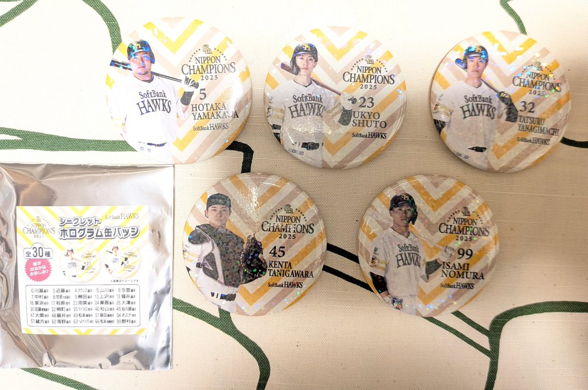 HEIDI__3's tweet photo. 【交換希望】
福岡ソフトバンクホークス
リーグ優勝·CS突破·日本一 グッズ各種

【譲】近藤 山川 上沢 周東 柳町
モイネロ 谷川原 松本晴 前田純
緒方 野村勇
※写真参照
【求】同種 　川瀬
※異種検討

ファンフェス手渡しor郵送にて
リプお待ちしております

#sbhakws #若鷹ガチャ #シークレット https://t.co/ZL7DKTHHeP