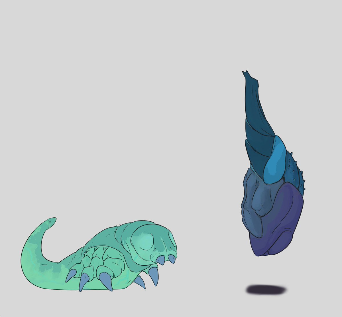 aFallenWolf's tweet photo. L Drexx give live birth to a larva-like infant. There can be anywhere from 1-6. The larva will eat non stop until they form a chrysalis in a month. Much later they emerge as a young pup, about the size of a human toddler. #StarDate #Alien #SpecEvo #SpecBio https://t.co/NepchuWOLm