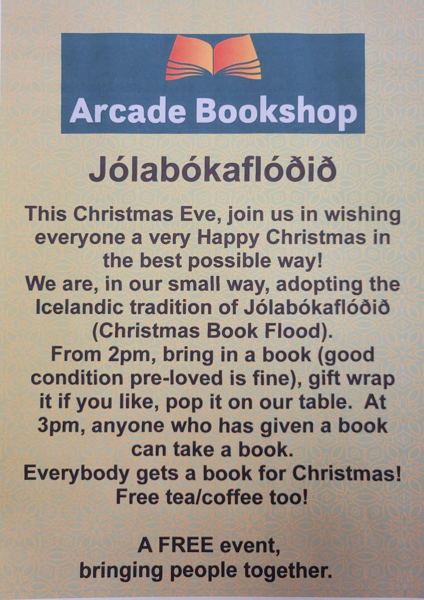 ArcadeBookshop1's tweet image. A little event at our shop on Christmas Eve.  We'd love for you to join us.
#booktwitter
#jolabokaflod
#littlehampton