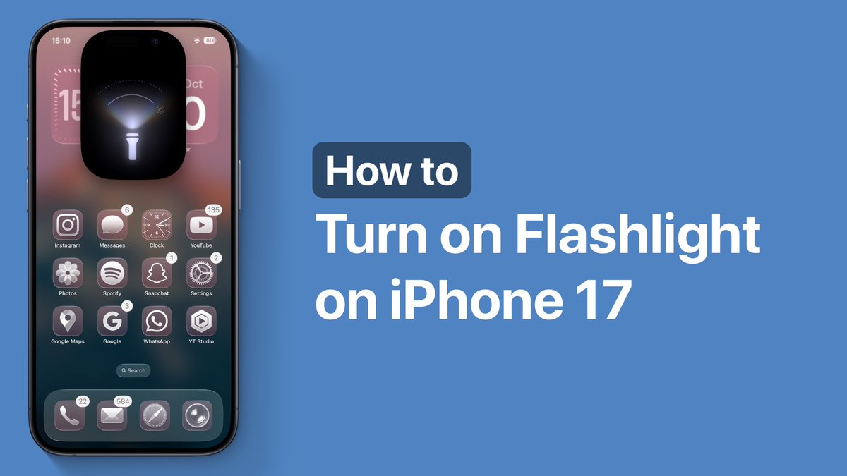 iOSHacker1's tweet image. How to Turn On Flashlight on iPhone 17 ioshacker.com/how-to/turn-on…