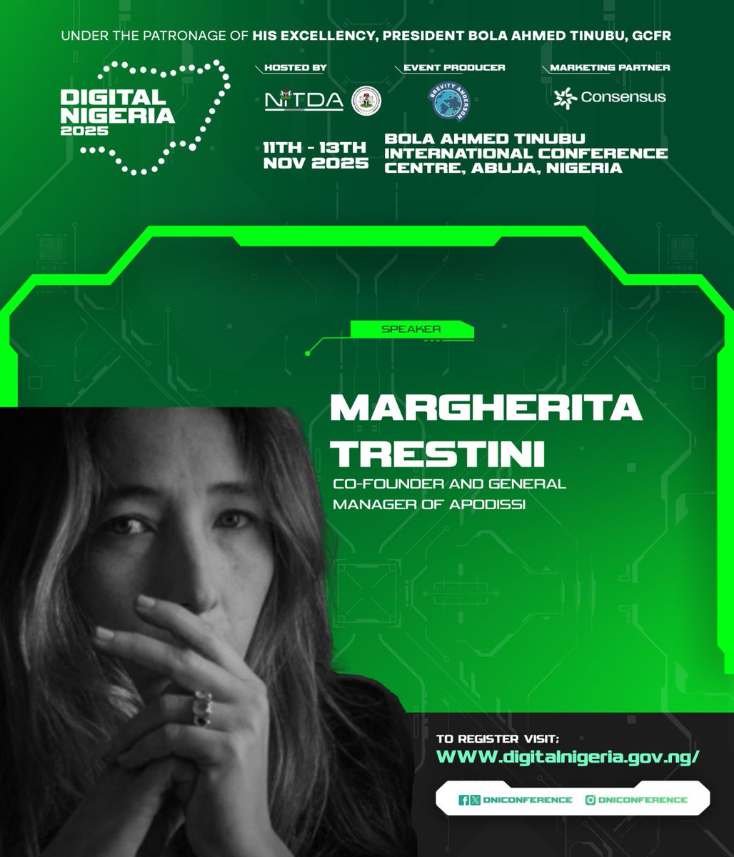 DNIConference's tweet image. The minds shaping Africa’s digital future. ✨
Meet our next lineup of speakers for #DigitalNigeria2025 — innovators, leaders, and thinkers redefining what’s possible.

📍 Abuja | Nov 11–13
Register FREE → digitalnigeria.gov.ng

#TechForTheFuture #InnovationInAfrica