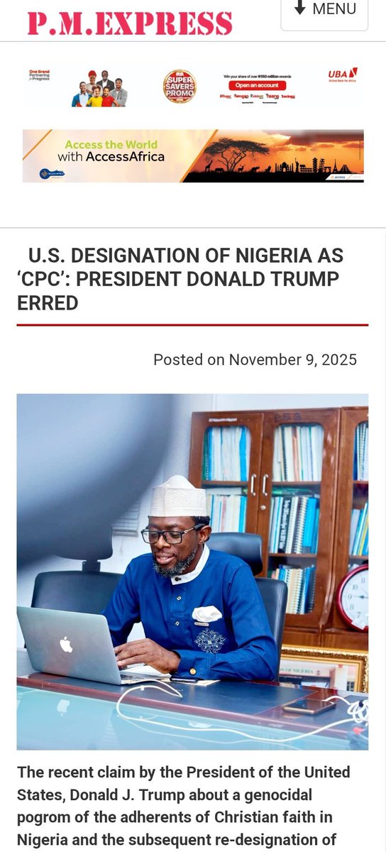 U.S. DESIGNATION OF NIGERIA AS 'CPC': PRESIDENT DONALD TRUMP ERRED

....Claim About Christian Genocide Phantom, Fake

By <a href="/_officialczar/">ỌMỌ́GBỌ́LÁHÀN 🇳🇬</a> 

Red More: pmexpressng.com/u-s-designatio…