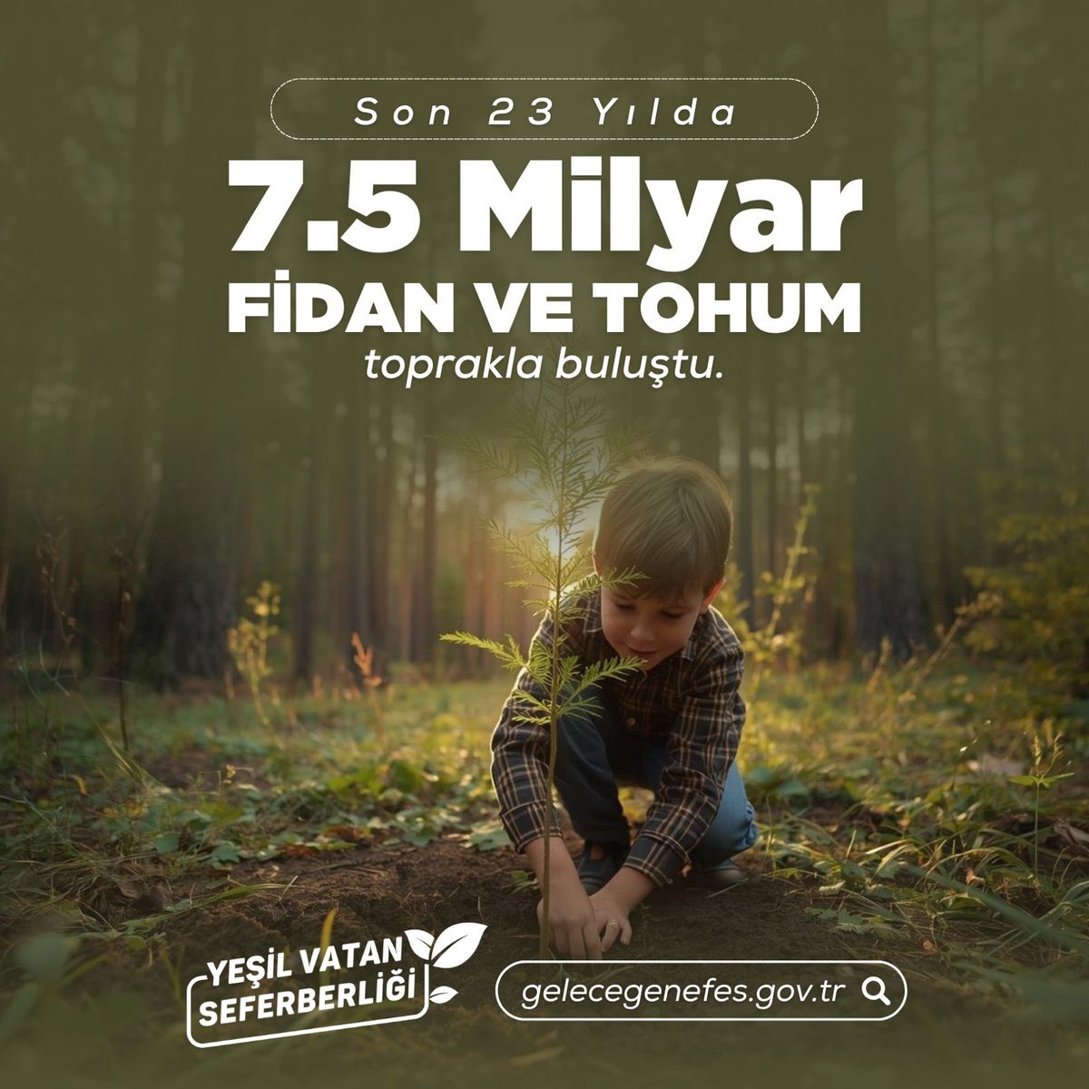🤝 Türkiye Yüzyılı'nda ormanlarımızın yeşiline yeşil katmak için 11 Kasım'da hep birlikte sahadayız. 

Sen de gelecegenefes.gov.tr adresinden fidanını sahiplen, 11 Kasım’da toprakla buluştur. 

#YeşilVatanSeferberliği