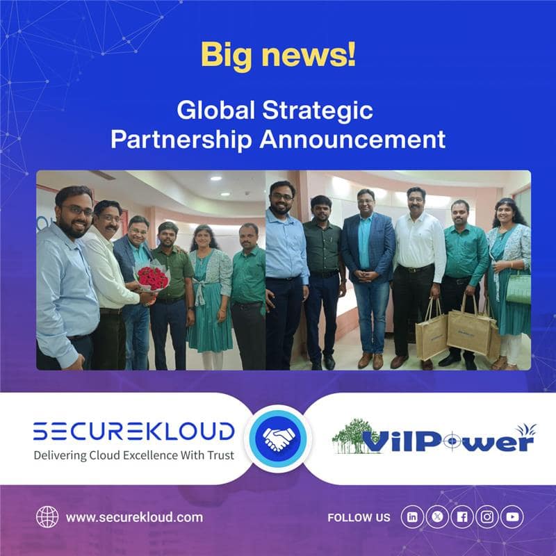 SecureKloudTech's tweet image. SecureKloud &amp;amp; VilPower partner up to accelerate Intelligent Document Automation &amp;amp; #DigitalTransformation across India, Asia, &amp;amp; Europe.🌍This blends SecureKloud’s AI platforms with VilPower’s delivery excellence for speed, scalability, and trust.
#StrategicPartnership #DocuGenieAI