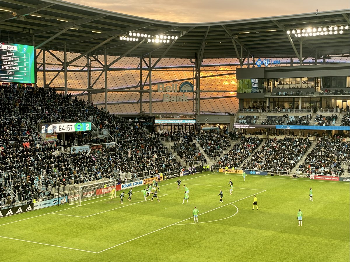 Unusual to see the sun setting in this corner of <a href="/allianzfield/">Allianz Field</a>, a benefit of the match being scheduled in the late afternoon of a mid November day.