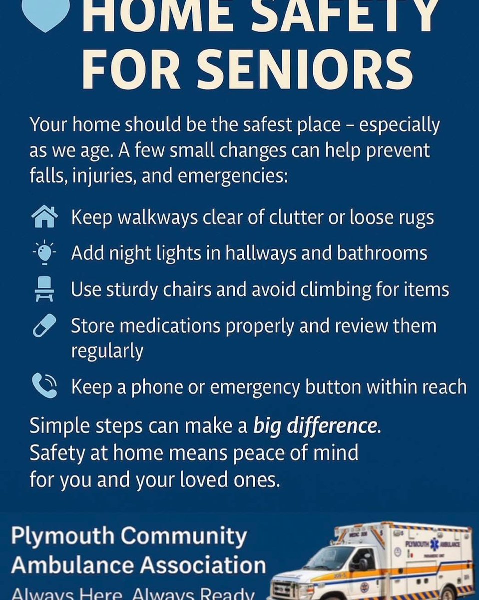 medic308's tweet image. 🚑 HOME SAFETY FOR SENIORS 🩵Your home should be the safest place especially as we age.
A few small changes can prevent falls, injuries &amp;amp; emergencies.  🥰Simple steps can make a big difference. Safety at home means peace of mind for you &amp;amp;  your loved ones.
#pcaa #medic308
