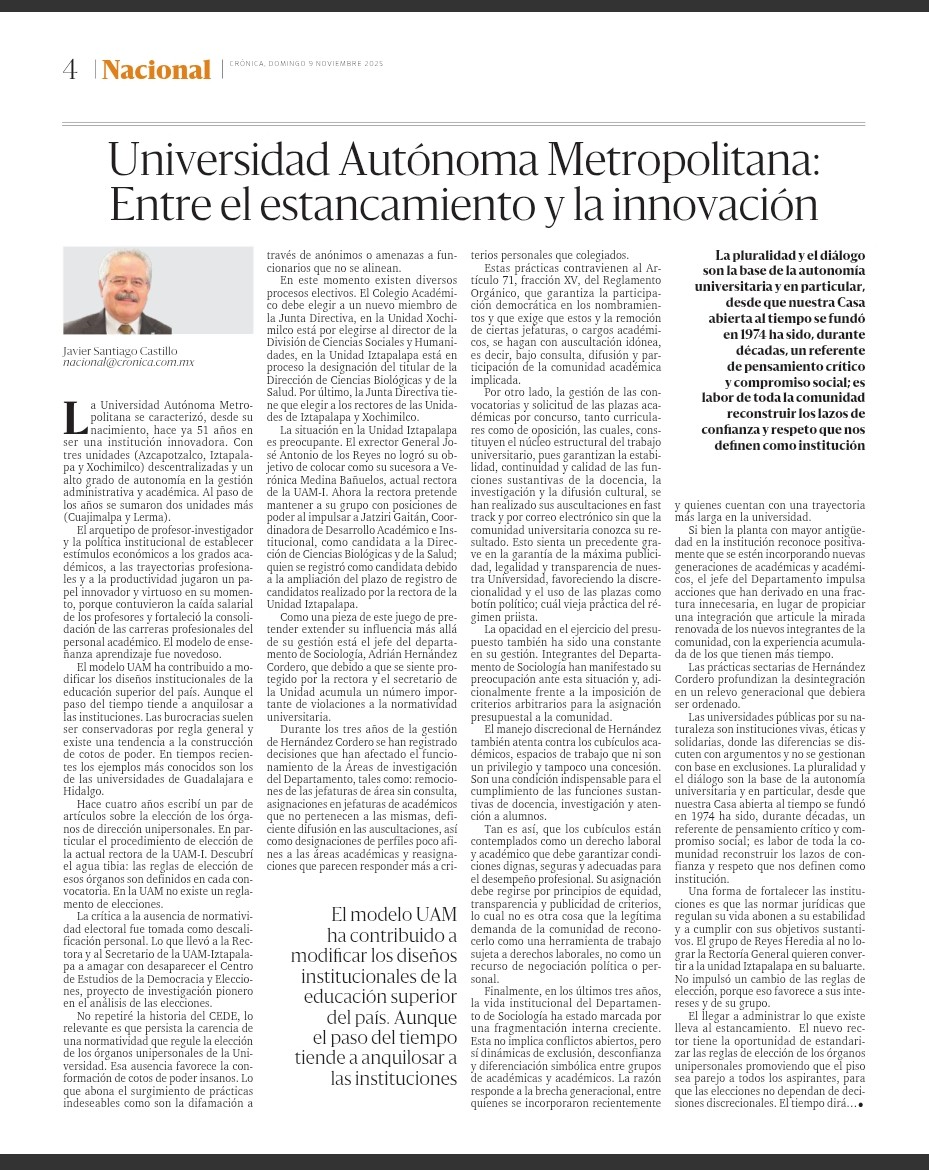 El nuevo rector tiene la oportunidad de estandarizar las reglas de elección, para darle estabilidad a la Universidad