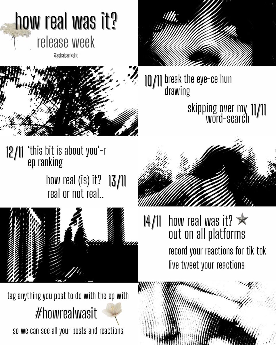 happy ‘how real was it?’ release week! starting from tomorrow we have some activities lined up to get you excited for the ep! can’t wait for you to all join in 🤍