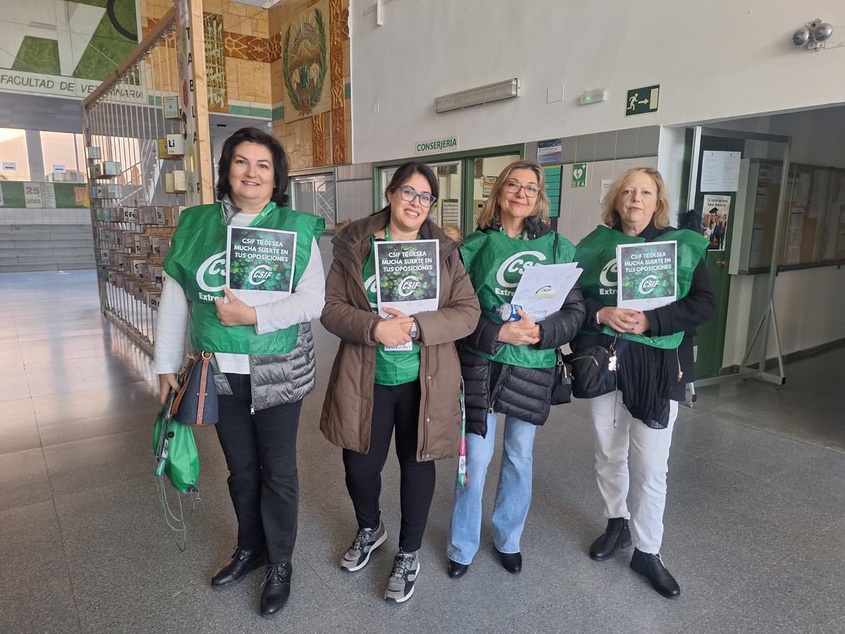 csifsanext's tweet image. Nuestros  delegad@s de CSIF siguen apoyando a los opositores en los exámenes de especialidades del SES celebrados hoy en Cáceres, Mérida y Badajoz, como Médico de Familia, Gobernante, Enfermero de Urgencia de Atención Primaria y Gestión de Función Administrativa.
¡Mucha suerte!