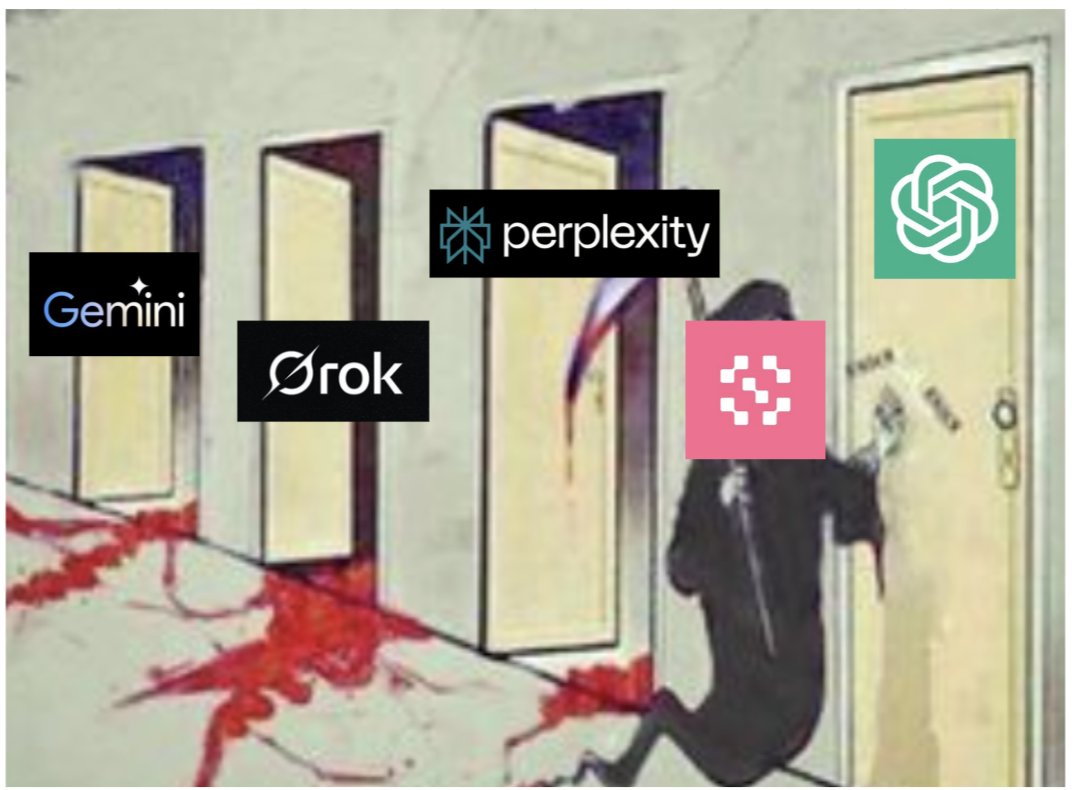 "Gemini는 문 열었고...
Grok은 저항하다가…
Perplexity도 결국 당했다"

<a href="/SentientAGI/">Sentient</a> : 자, 다음