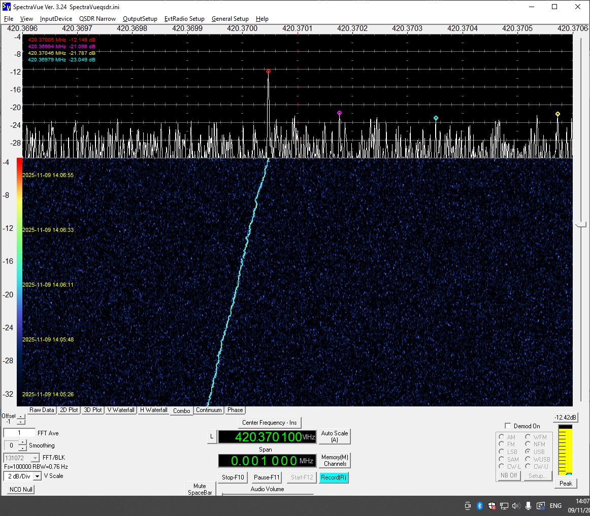 Mars Express X-Band downlink 8420.370MHz. Distance 361.5M Km. Checking out the new PA0PLY X-Band LNA - first impressions, its VERY good indeed!