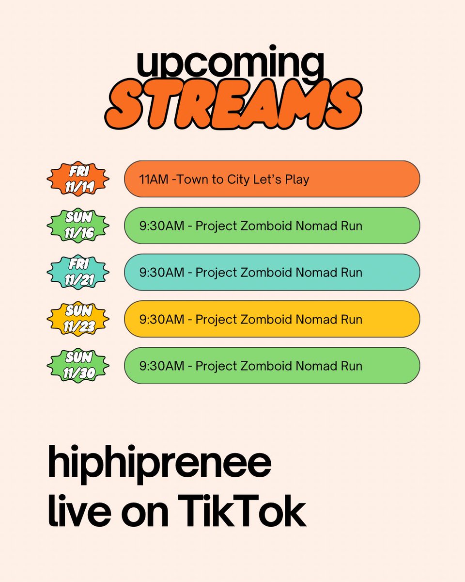 Join me live on TikTok in November! 

tiktok.com/@hiphiprenee?_…