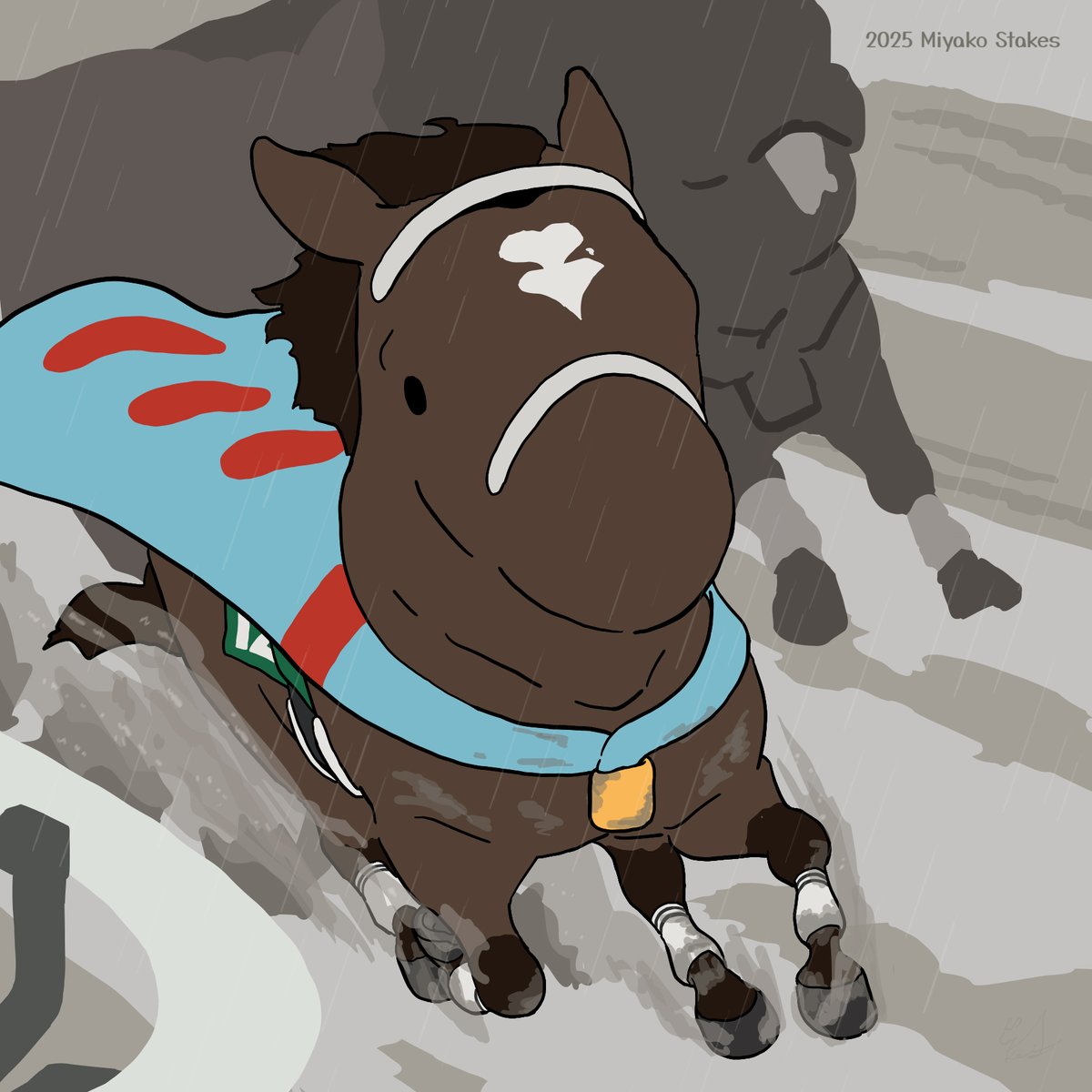 しぶきをあげるハートが２つ♡