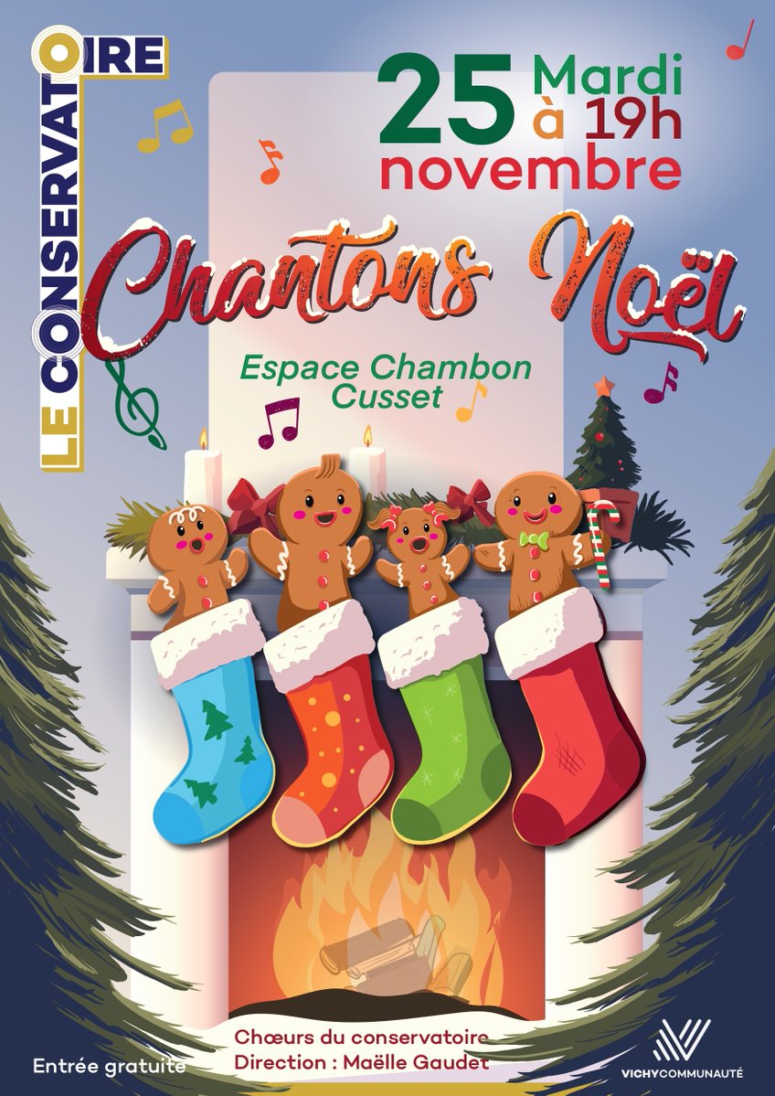 🎄✨  Les chœurs du Conservatoire vous donnent RDV pour une soirée musicale pleine de magie et de partage. Chaque choriste vous fera voyager à travers un répertoire de chants de Noël, sous la direction de Maëlle Gaudet. 🎶

📅  Mardi 25 novembre à 19h
📍  Espace Chambon à Cusset
