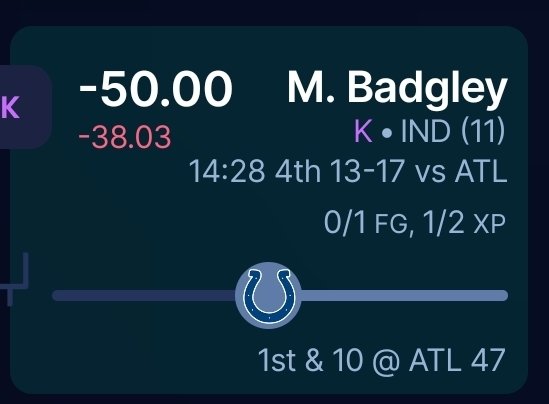 CommonSenseSam's tweet image. The FIFTH missed XP (worth -50 pts) of the 2025-2026 PepegaMega Fantasy Football season goes to... @bakerkingttv! 

This is Michael Badgley&apos;s and Baker&apos;s SECOND missed XP of the season.